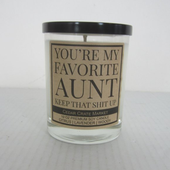 Cedar Crate Market Jar Candle "You're My Favorite Aunt" Soy Wax 10 oz - NEW - Picture 1 of 3